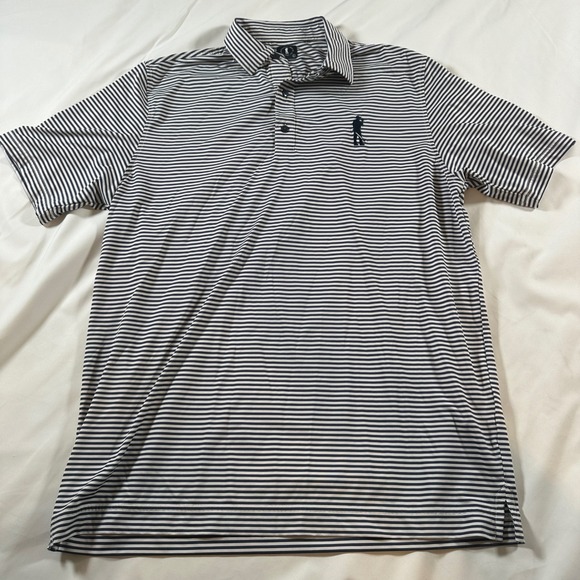 U Suck At Golf Apparel Co. Other - U Suck At Golf Apparel Co Mens Large Striped Performance Polo Shirt Navy White